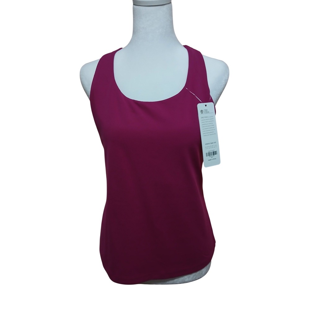 CRZ YOGA Women Magenta Purple Racerback Sports Tank Top Built-in Shelf Bra L NWT